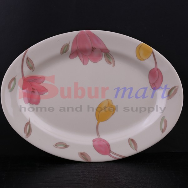 Lodor -  Piring saji melamin oval motif bunga Hoover 5312KB