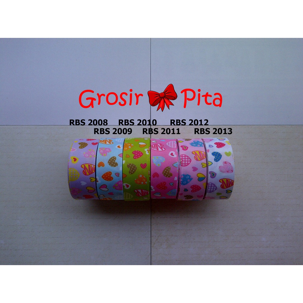 

(25 yard) Pita Grosgrain Motif Love RBS 2008,2009,2010,2011,2012,2013 | Toko Bahan Craft | Grosir Pita