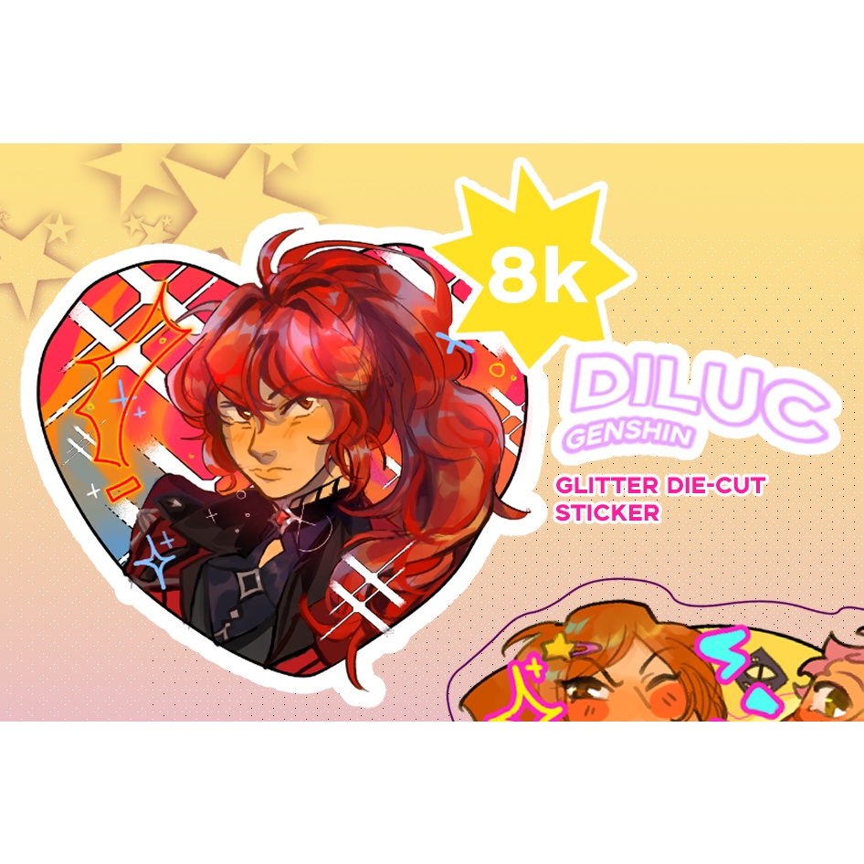 GENSHIN DILUC GLITTER STICKER