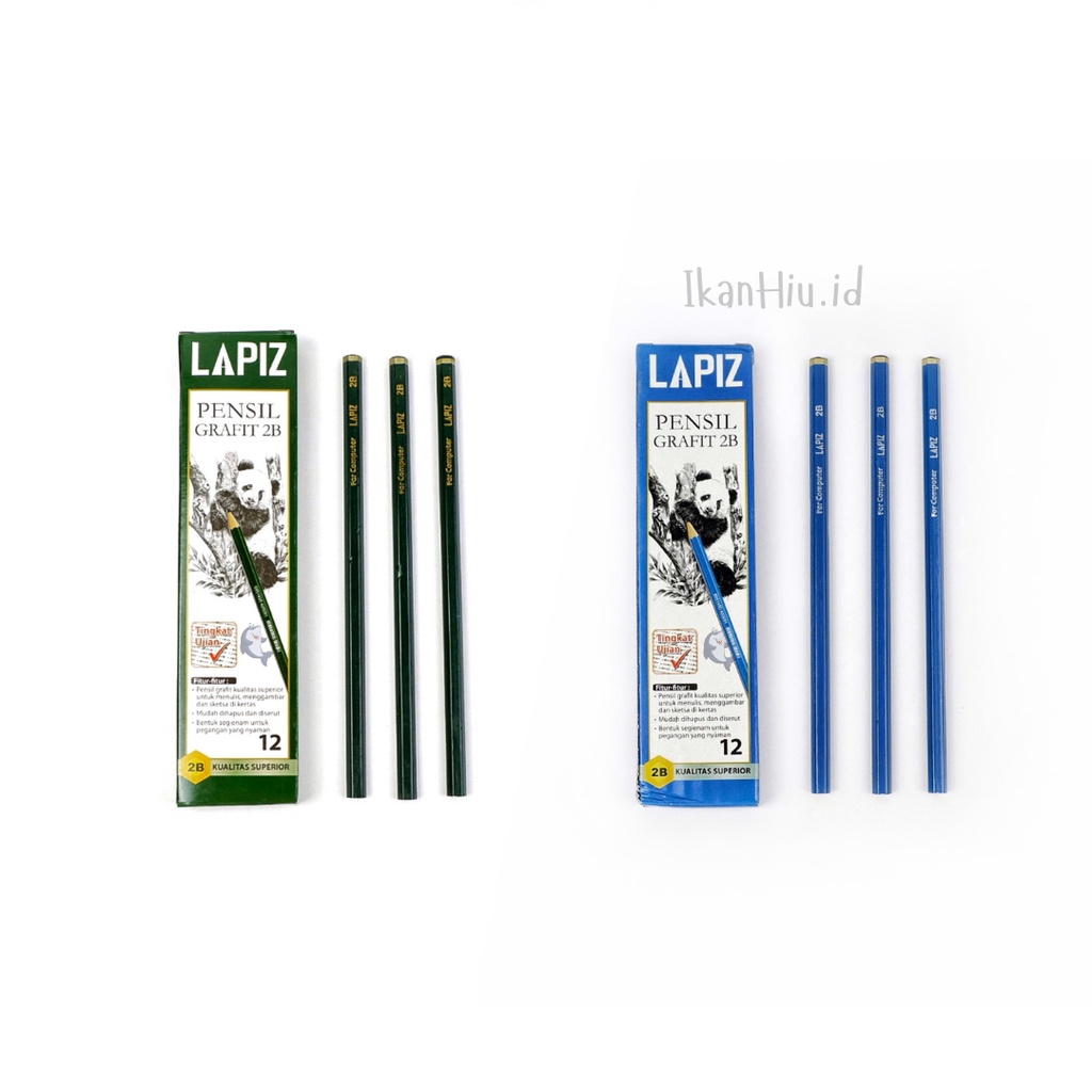 

Pencil 2B Hijau Biru Lapiz (1 BOX / 12 PCS / 1 LUSIN) - Pensil Kayu Tulis Komputer Murah