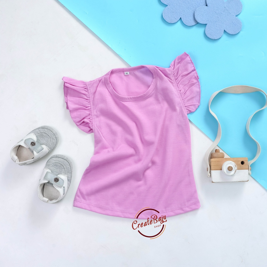 KAOS RUFFLE ANAK CEWEK 1-4 TAHUN RUFFLE TEE POLOS TERMURAH BAJU ATASAN ANAK CEWEK