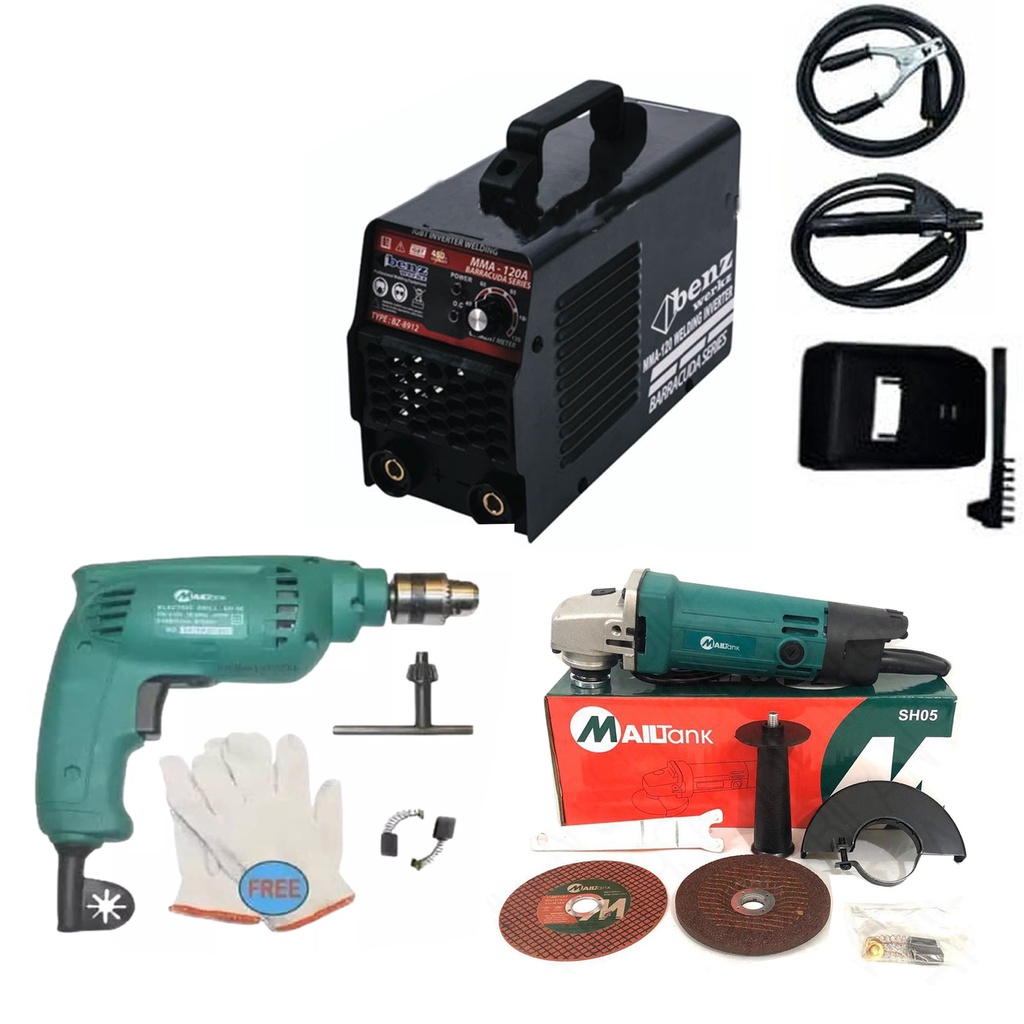 PAKET MURAH Mesin Las Listrik 450watt Redfox + Gerinda Mailtank SH05 + Bor Listrik 10mm Mailtank SH3