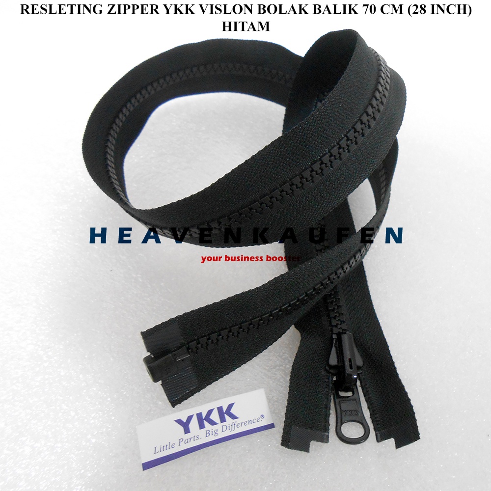 Resleting Zipper Jaket YKK Vislon Bolak Balik 70 cm - 28 inch Warna Hitam Open End Buka Lepas