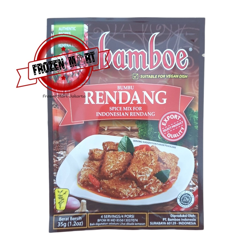 BAMBOE Bumbu Instant Rendang / Indonesia Rendang Beef Curry HALAL 35 G/ Bamboe Bumbu Rendang