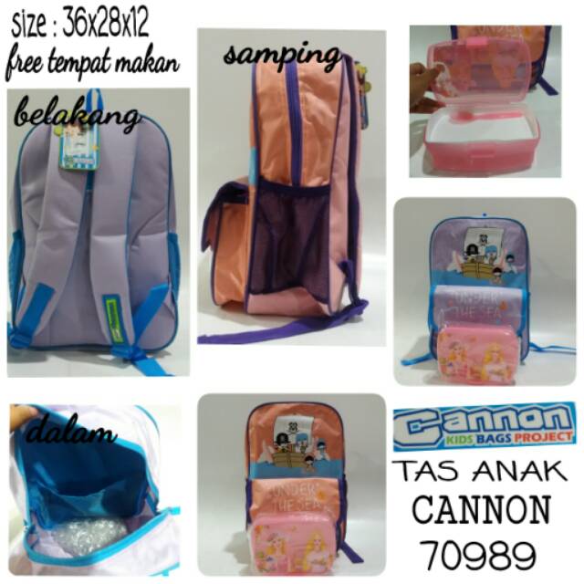 Tas anak cannon 70989 gambar bajak laut pirates warna pink dan ungu free tempat makan