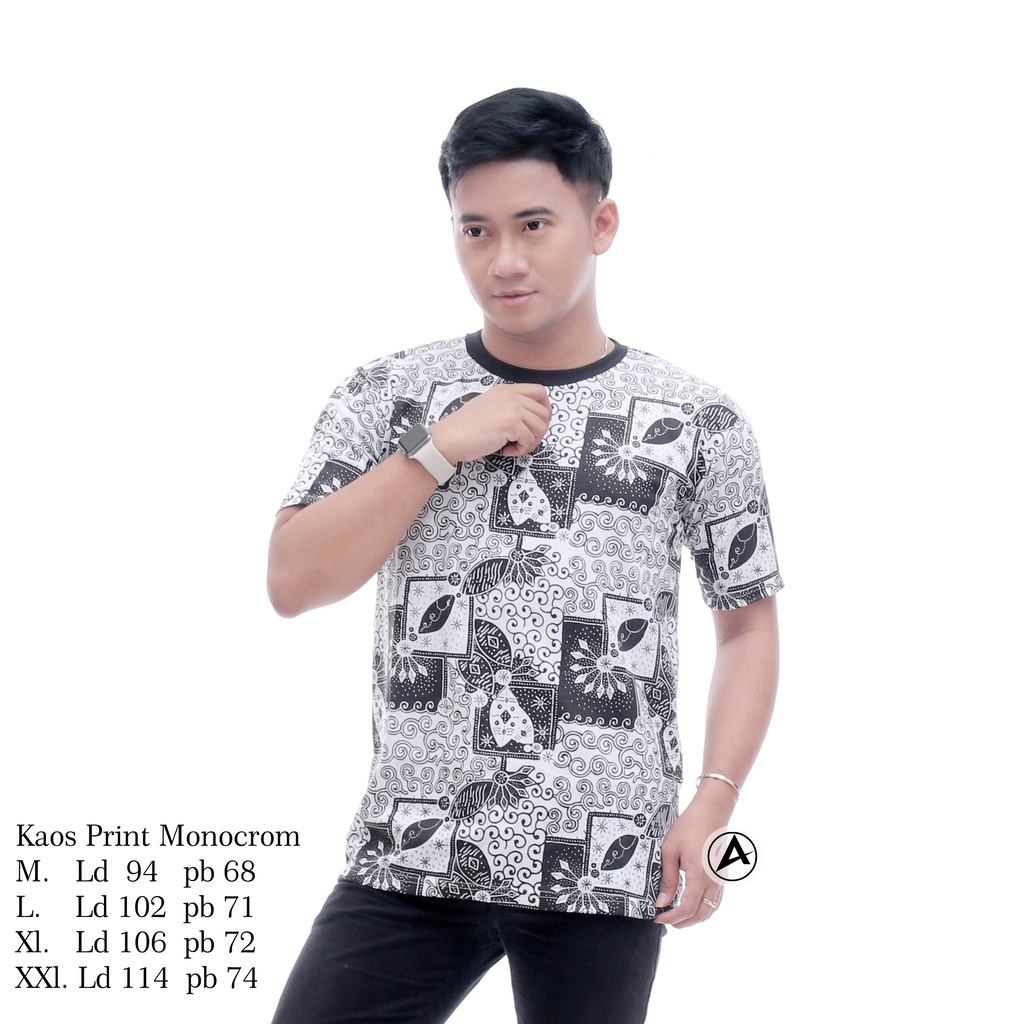 KAOS KATUN BATIK MONOKROM TERMURAH