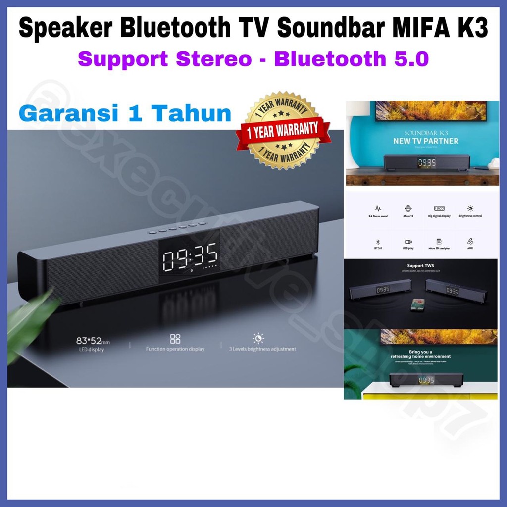 Speaker Portable Bluetooth Soundbar TV MIFA K3 - Support Stereo - Bluetooth 5.0