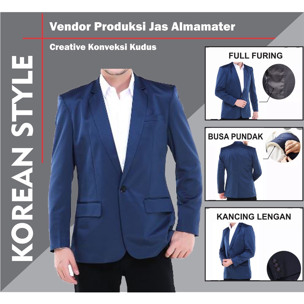 JAS ALMAMATER WARNA NAVY BIRU DONGKER Sekolah, OSIS, Universitas, Pondok Pesantren, Jas Pengajian