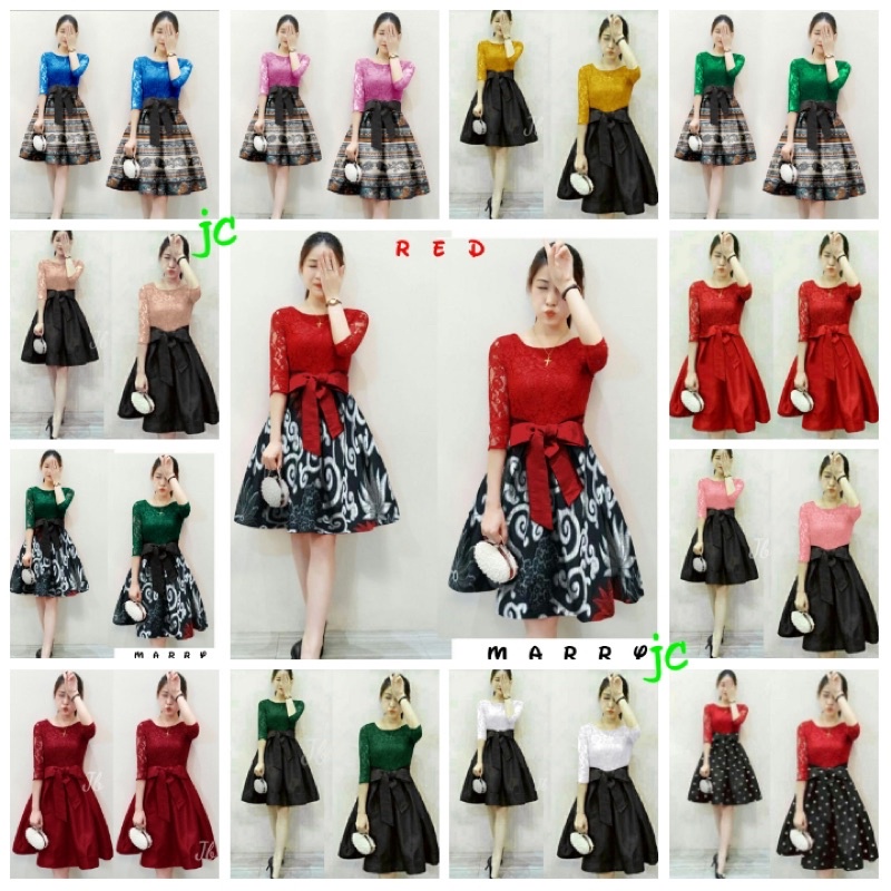 (15Motif) JC/VD- natalie dress Sincia / Dress wanita natal cantik terbaru / Merry Dress