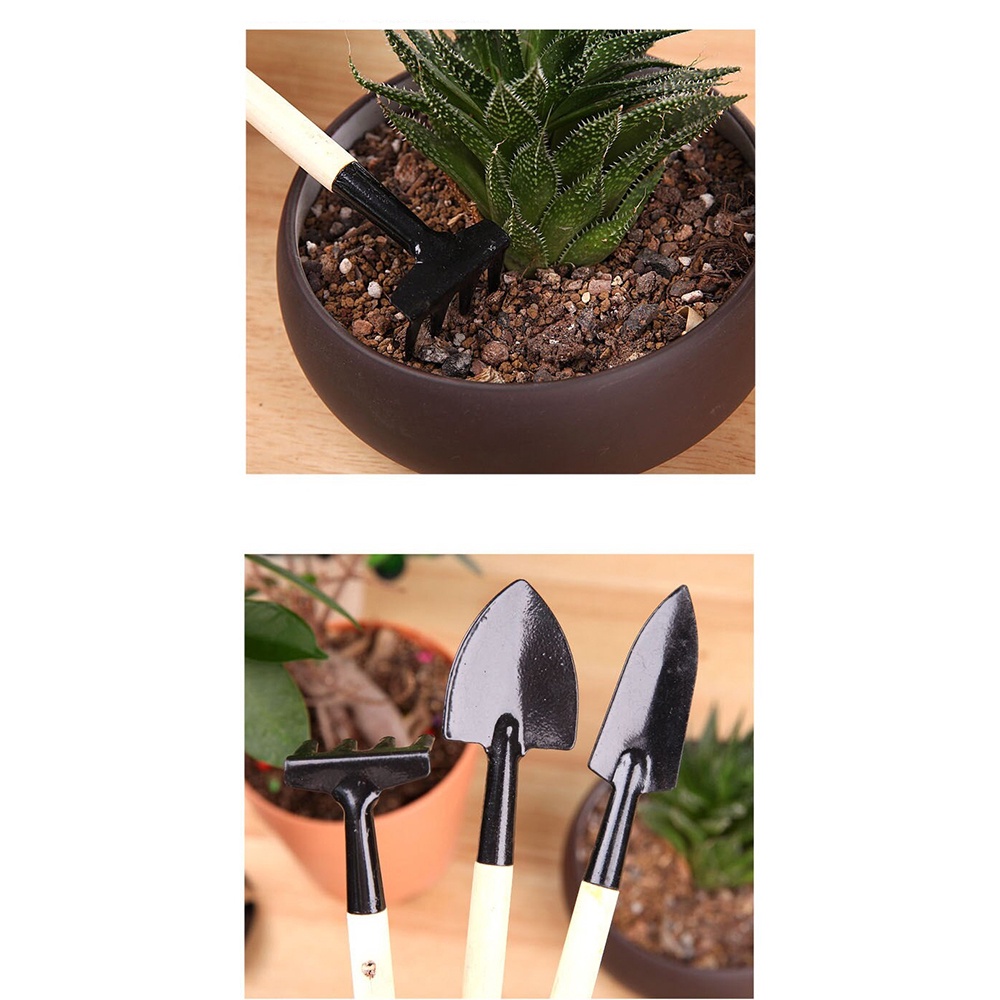 Set Sekop Mini Tanaman Hias Shovel Spade Gardening Tools 3 PCS - Black