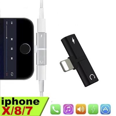 2 In 1 Adapter Splitter Dual Lightning Untuk Headphone