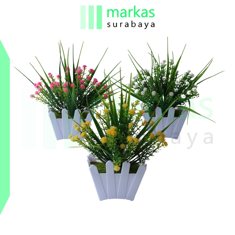 MARKAS PT53 Pot Tanaman Hias Bunga Hias Plastik Ornamen Pot Bongsai Artificial Flower Decoration