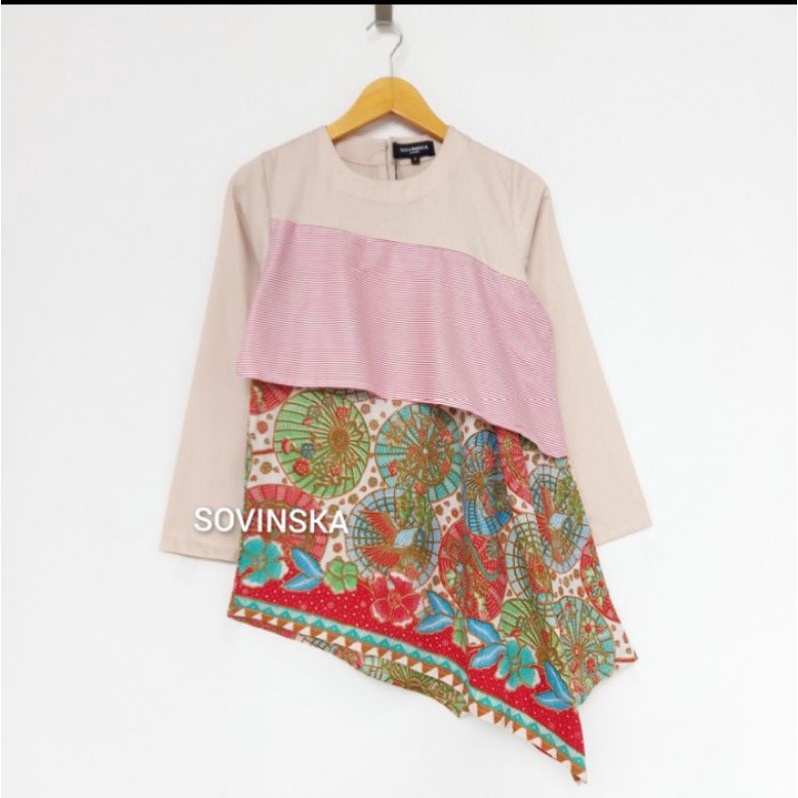 Atasan Batik WP 241 Blus Blouse Atasan Batik Baju kerja wanita lengan panjang motif by Sovinska