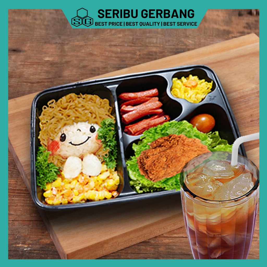 50PC BOX MIKA BENTO TRAY BENTO TEMPAT MAKAN NASI KOTAK BEKAL CATERING KEMASAN PLASTIK