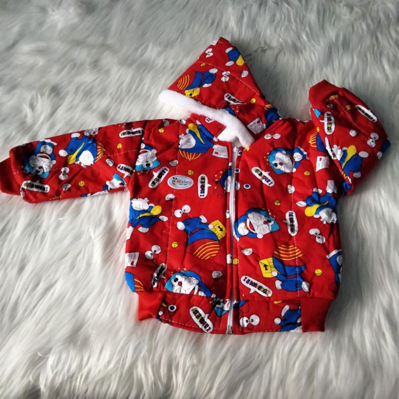 jaket bayi printing gambar kartun karakter lucu untuk usia 0-18 bln-Merah
