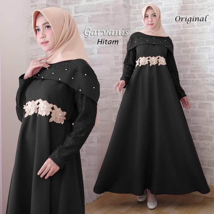 GAMIS PESTA BRUKAT GARVANIS HITAM Berkualitas