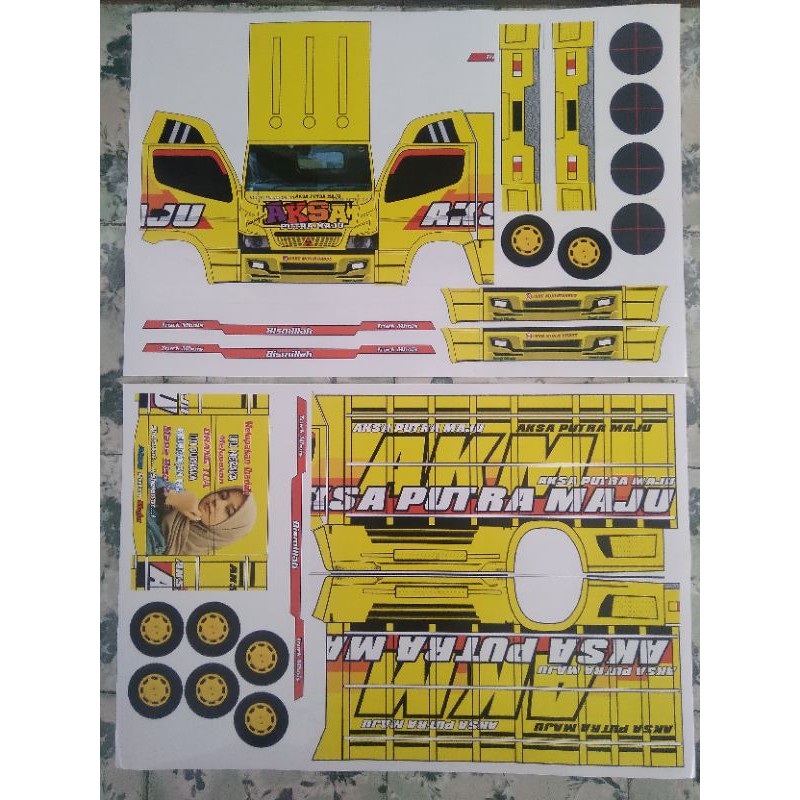 🆕 Lembaran PaperCraft Truk Oleng Aksa Putra Maju Skala 1:16