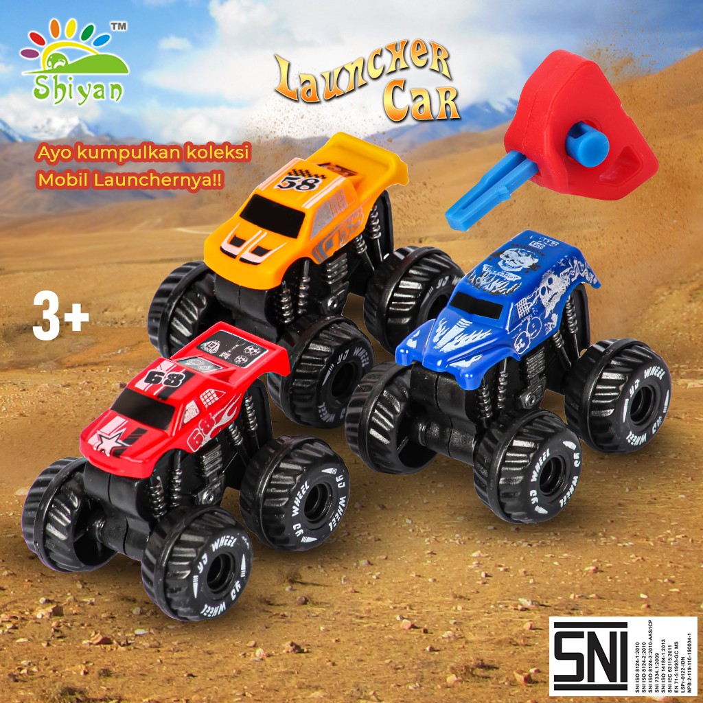 [Shiyan] monster truck mini with power key launcher mainan mobil mini