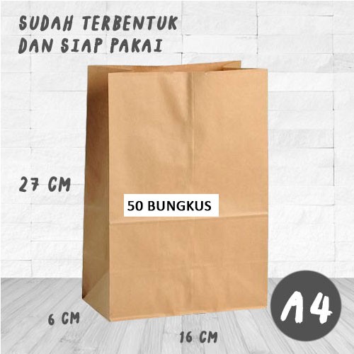 

Kantong Kertas Coklat Polos Besar Samson Craft A4 27x16cm Kertas Bungkus Makanan Coklat / Roti