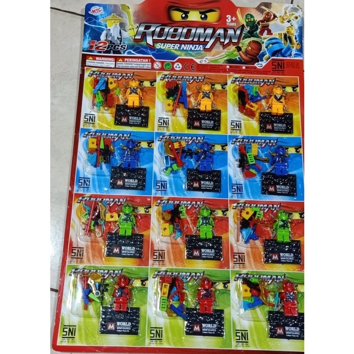 Lego roboman super ninja no mc297 isi 12 pcs grosir mainan lembaran