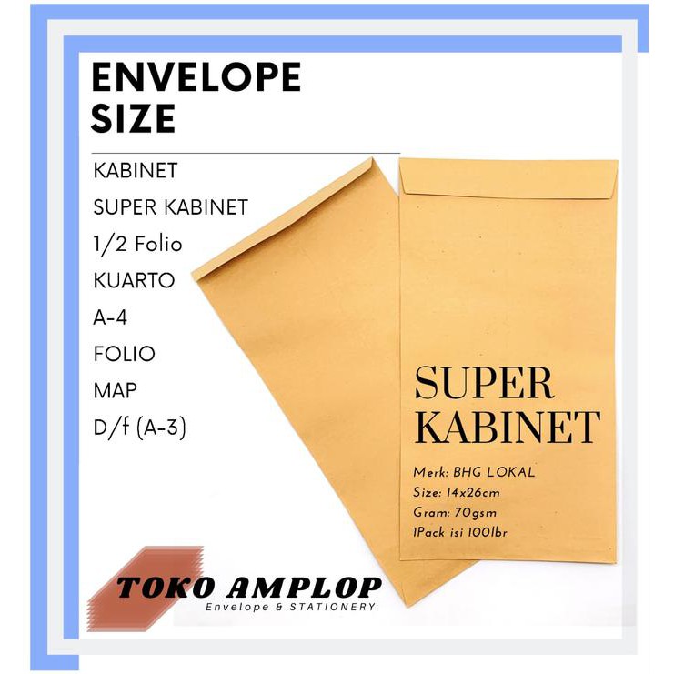 

Amplop Coklat SUPER KABINET isi 100 lbr 70gsm TERBARU