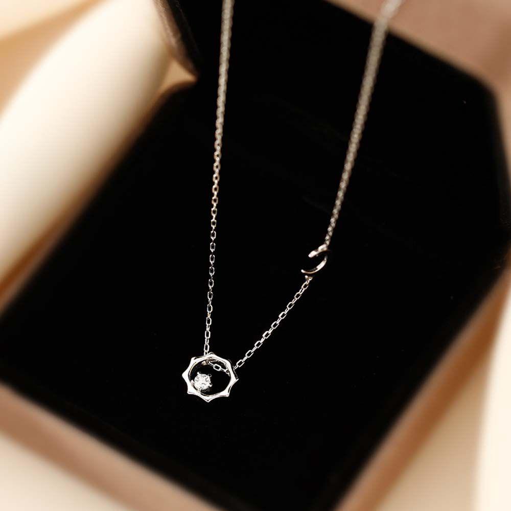 Mxbeauty Wanita Kalung Kepribadian Sederhana Matahari Bulan Teman Hadiah Pacar Hadiah Berlian Imitasi Gaya Korea Kalung