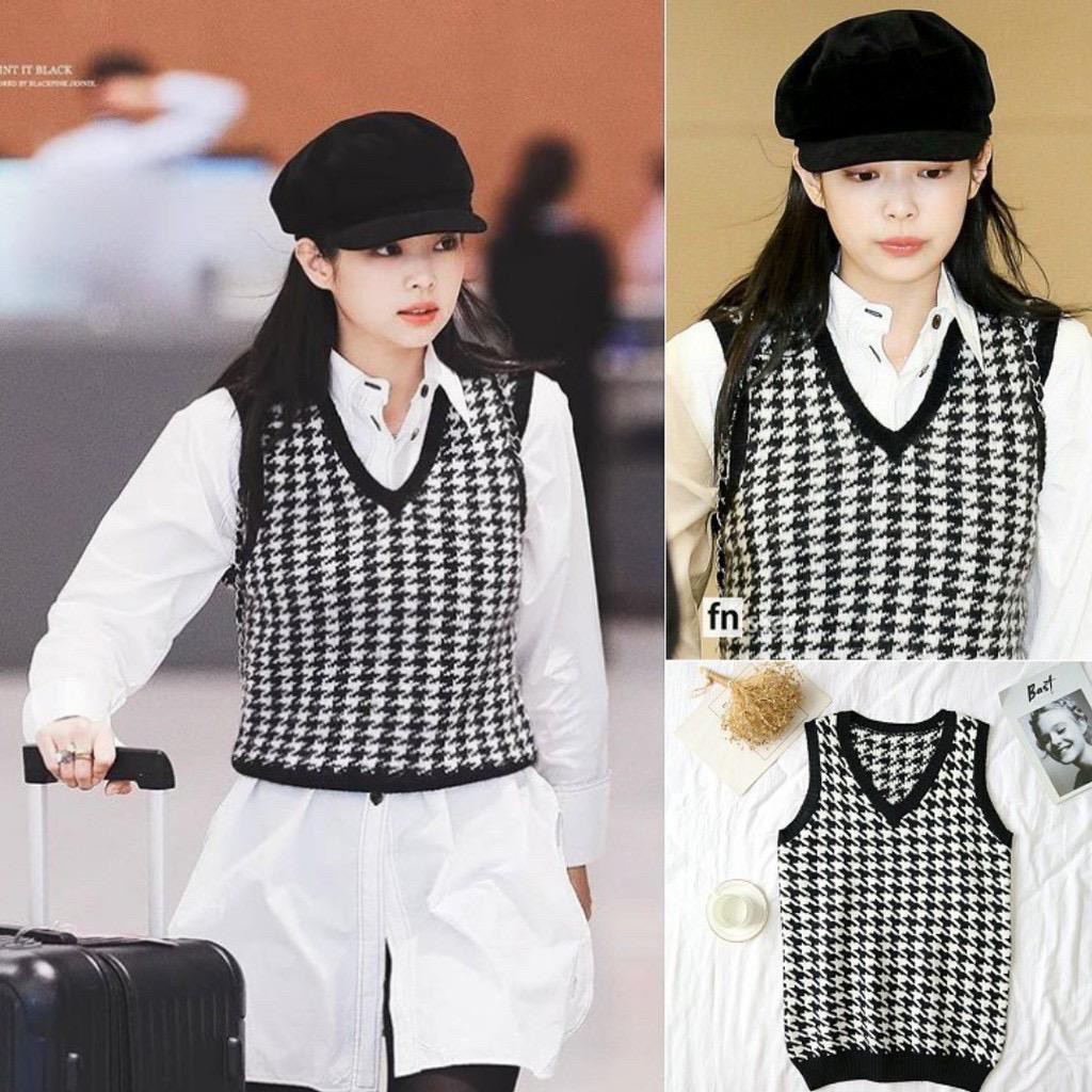 ROMPI HOUNDSTOOTH VEST_RAJUT KOREA_RAJUT MURAH