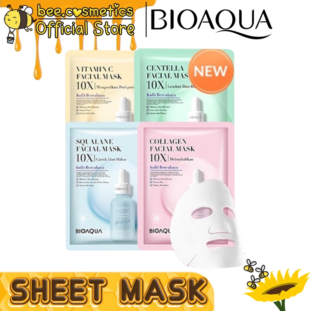 BIOAQUA SHEET MASK 10X THE EFFECT MASKER WHITENING ( BLUE SQUALANE / GREEN CENTELLA / PINK COLLAGEN 