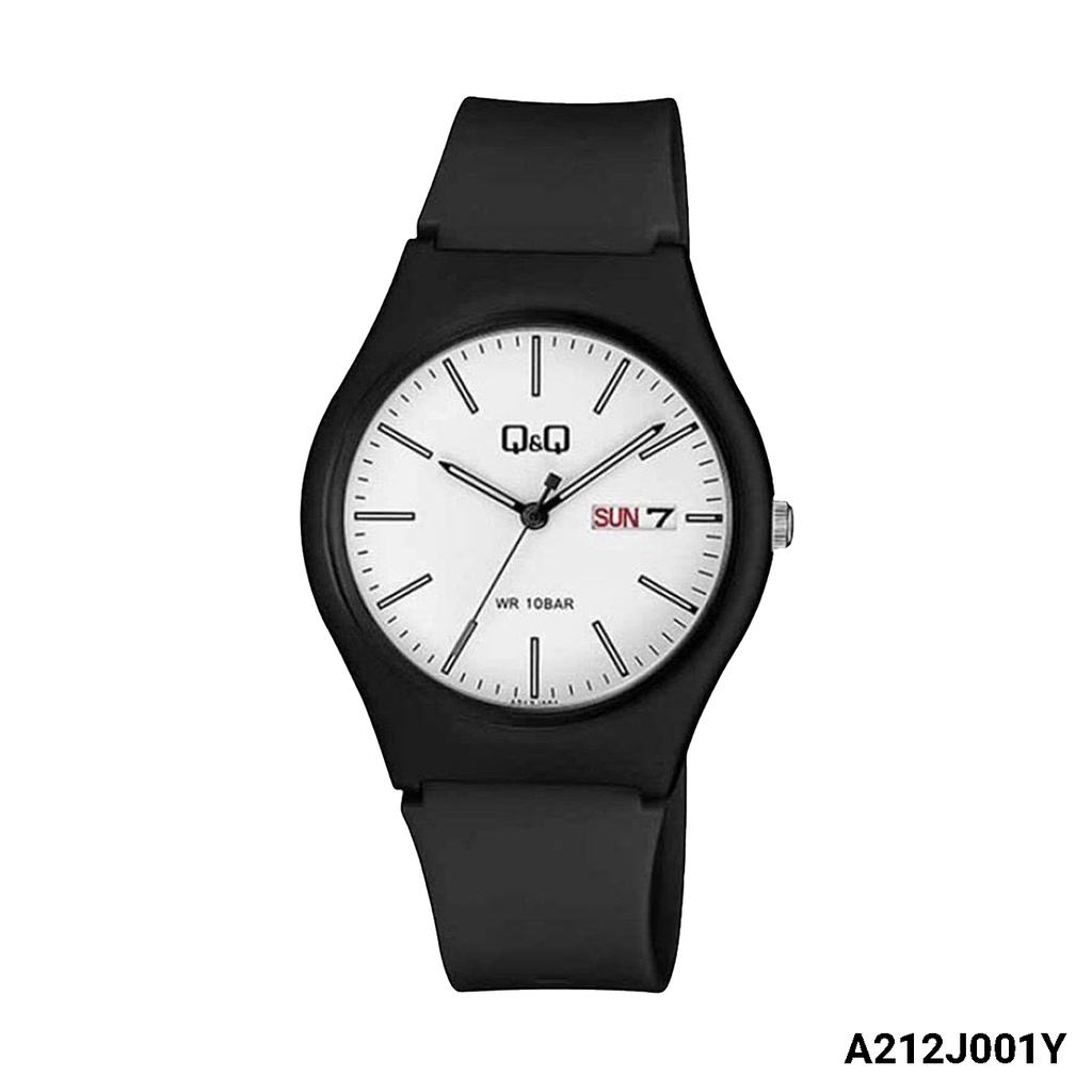 SALE Jam Tangan Unisex Sporty Casual Tanggal Hari Karet Rubber Analog Original Q&amp;Q QNQ QQ A212 A212J Series