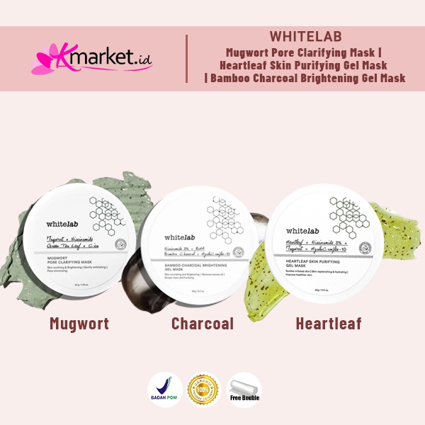 Whitelab Mask [Mugwort Pore Clarifying Mask | Heartleaf Skin Purifying Gel Mask | Bamboo Charcoal Brightening Gel Mask]