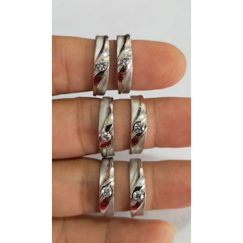 Cincin Couple cor mata 1 Dove, Perak 925, Sepuh Emas Putih, 165.000 - 225.000/pcs