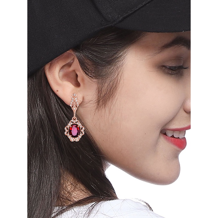 Anting Tusuk Gantung Panjang Hias Rubyberlian Imitasi Gaya Mewah Untuk Wanita