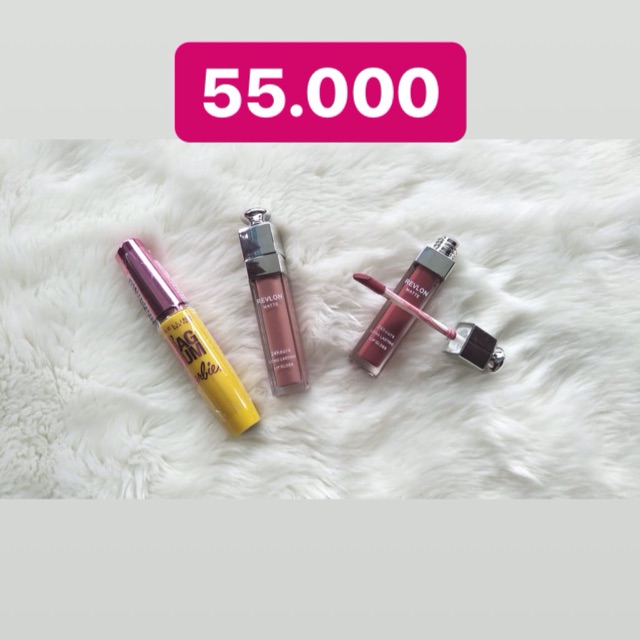 [READY] 2 Lipgloss Matte Revlon + Maskara Maybelline Magnum Barbie
