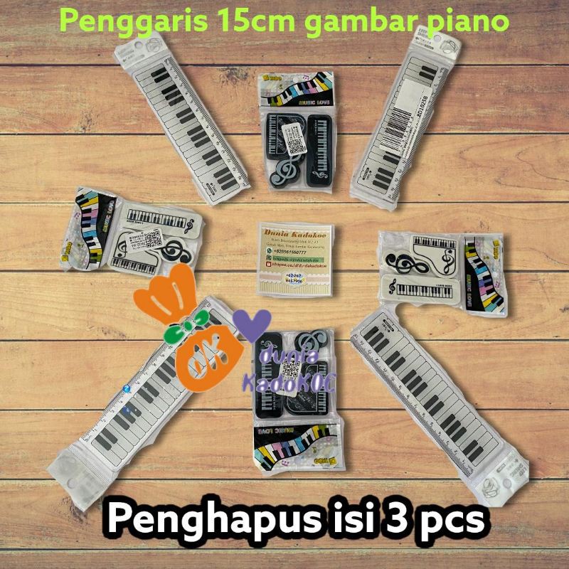 

Stationery alat alat tulis edisi musik piano, penggaris, penghapus piano