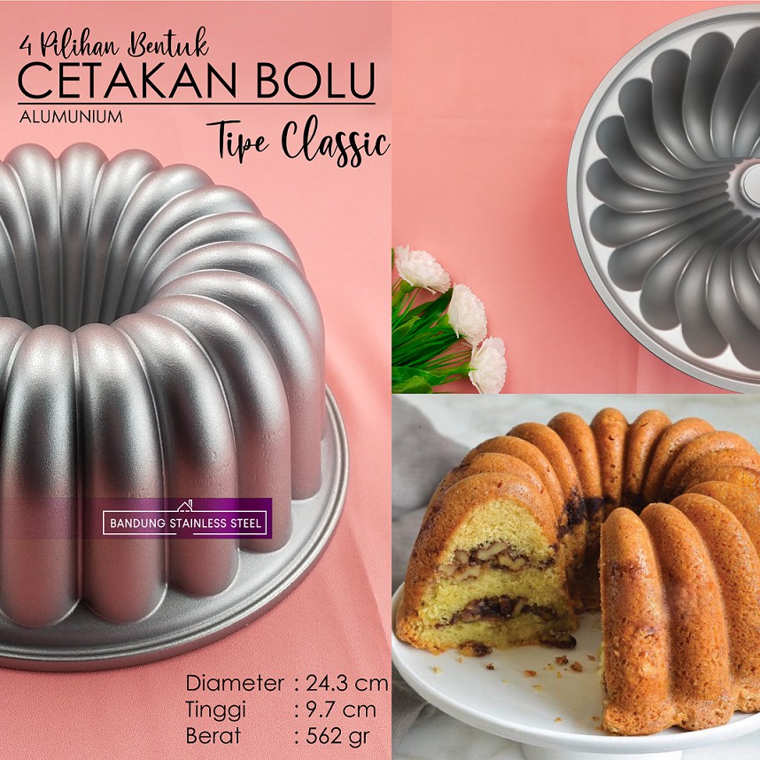 Loyang Cetakan Bolu Kue Basah 24 cm Anti Lengket Allumunium Bentuk Cantik 4 Model lebaran