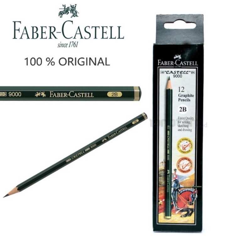 ( Ecer 1 Pc ) FABER CASTELL WOODEN PENCIL - PENSIL KAYU UJIAN TEST - 2B 9000