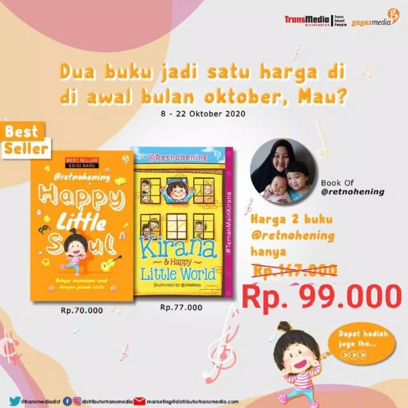 

ORIGINAL!! Paket buku retnohening Happy Little Soul Dan Kirana