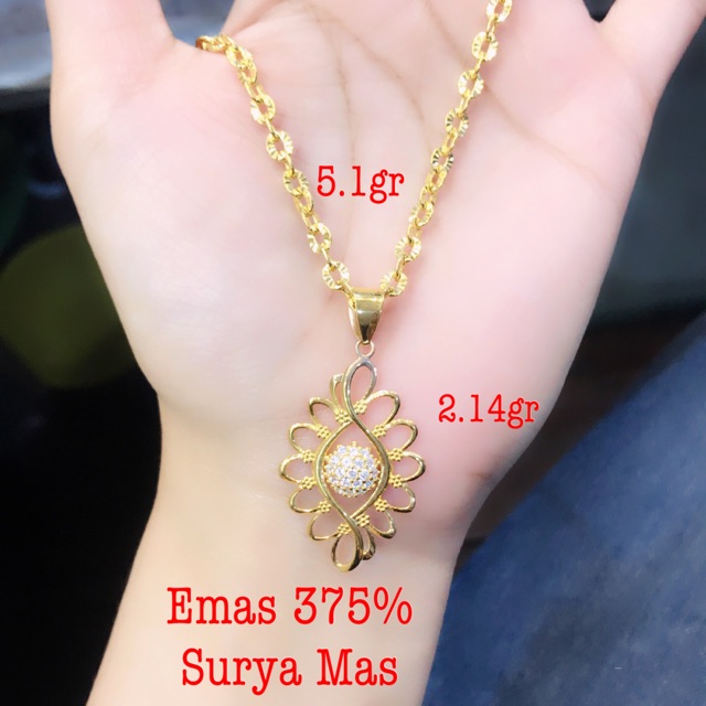 Kalung dan liontin emas 375%
