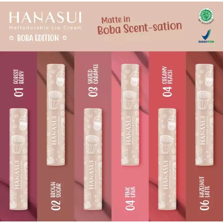 HANASUI MATTEDORABLE LIP CREAM BOBA EDITION 4gr