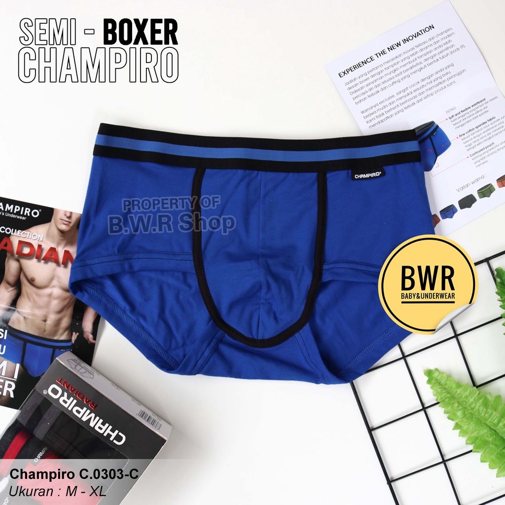 [ 3pc ] Semi Boxer Pria Champiro C.0303 | CD Boxer Champiro 0303 / Celana Dalam Pria Champiro Dewasa Semi Boxer Katun Tebal | Bwr