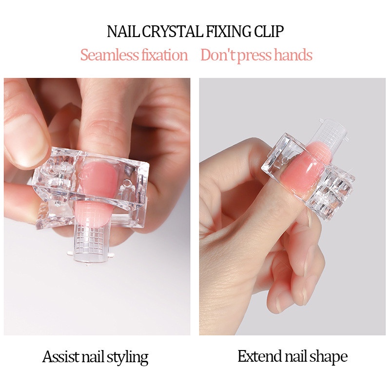 5pcs Klip Penjepit Kuku Extension Bahan Plastik Akrilik Transparan Untuk Nail Art