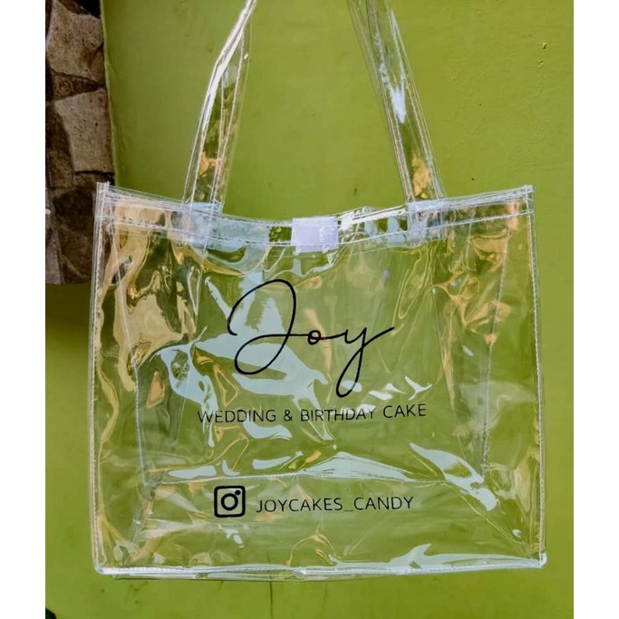 

Tas Full Mika Transparan Ukuran Custom P25 L10 T20 Pakai Sablon