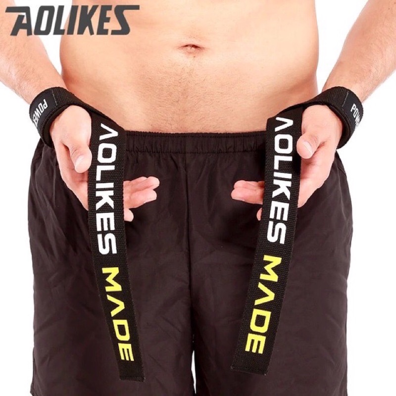 Aolikes Lifting Strap Wrist Wrap Support Tali Angkat Beban Straps Wraps Fitness Gym Powerlifting