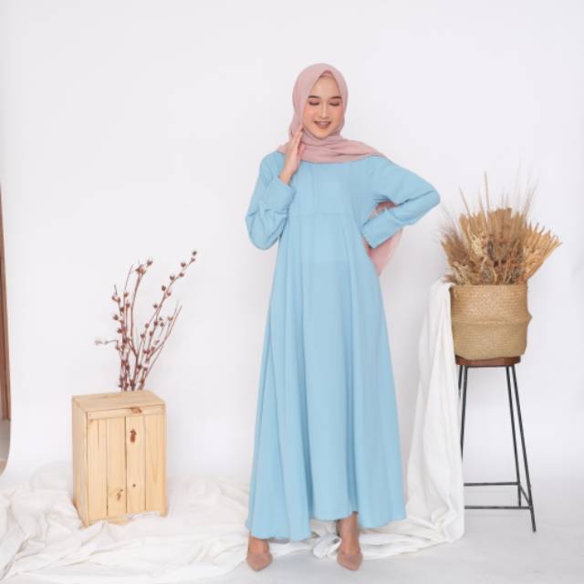 Gamis Wooly Crepe sky blue