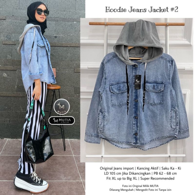 HOODIE JEANS JACKET #2 BY MUTIA / JAKET JEANS WANITA MUSLIMAH / Hoodie jaket wanita