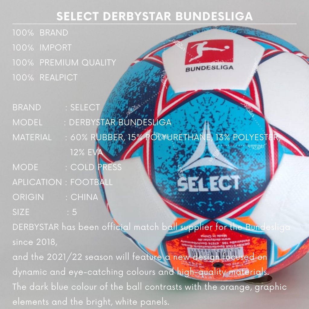 Bola sepak original select derbystar bundesliga bola kaki original import size 5 press