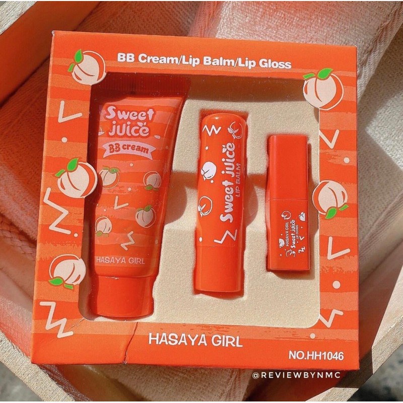 Hasaya Girl Set 3in1 Foundation + Lipgloss + Lipbalm Peach | Strawberry