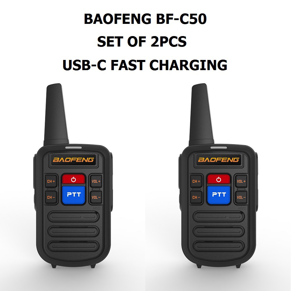 BAOFENG BF-C50 - Set of 2pcs - Two-Way Mini Walkie Talkie Single Band - GARANSI RESMI BAOFENG