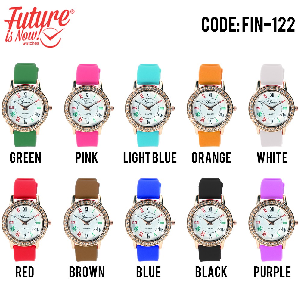 FIN-122 [GENEVA] JAM TANGAN WANITA ANALOG WITH RUBBER