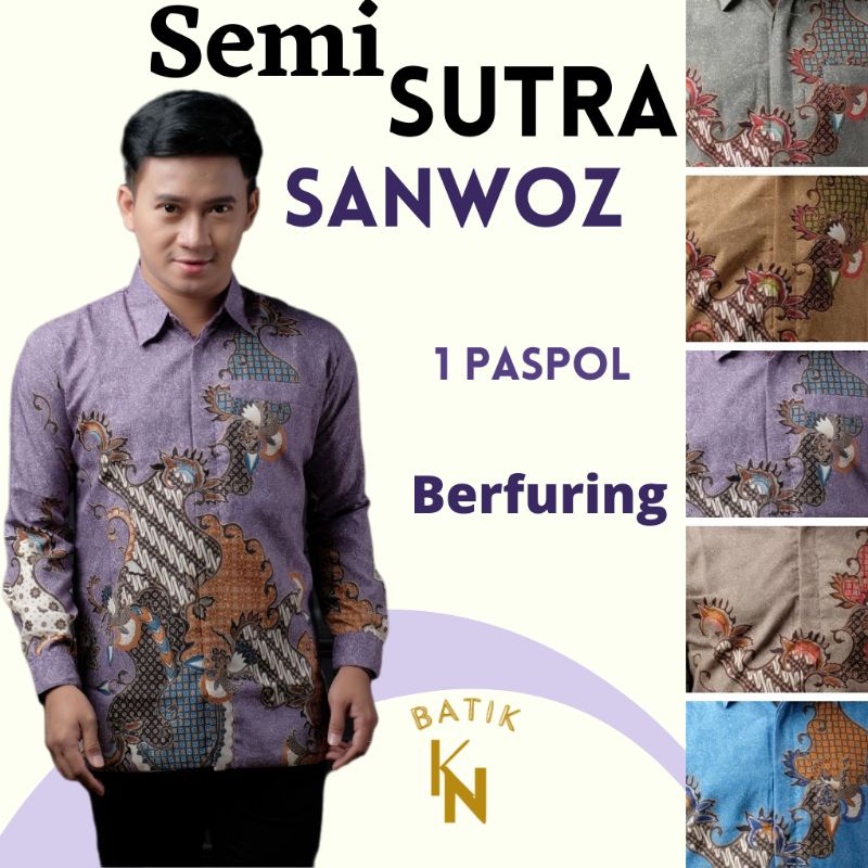 Batik Pria Semi Sutra Lengan Panjang Berfuring Ukuran M L Xl Batik Adem Nyaman Berkualitas